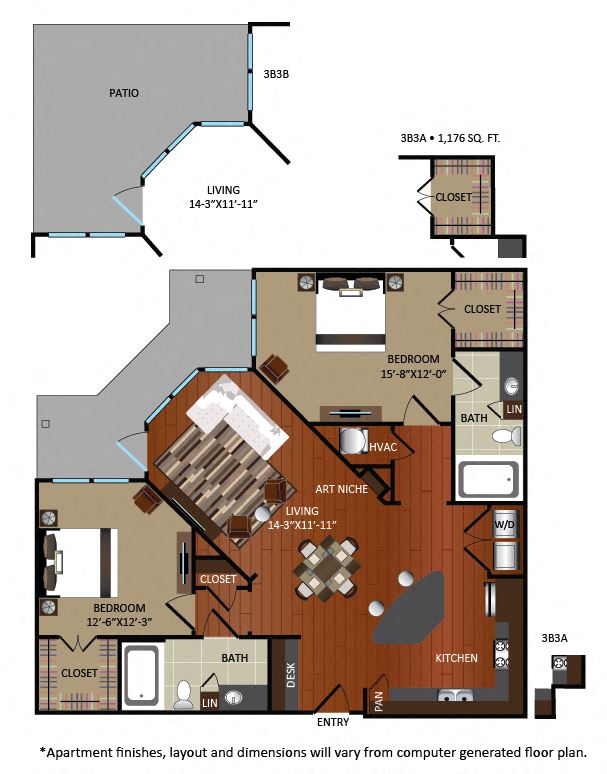 3B3 floor plan